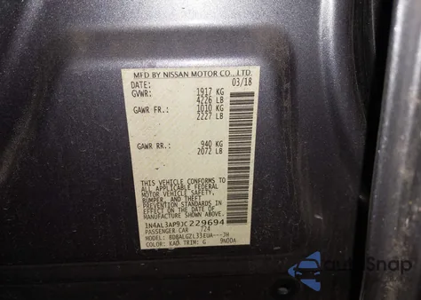 2018 Nissan Altima 2.5 S from USA, damaged, VIN 1N4AL3AP9JC229694